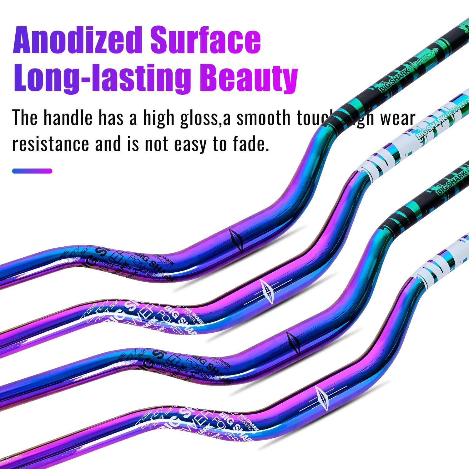 NANLIO Bicycle Handlebar Dayan Handlebar, 50MM Rise 780MM Length 31.8MM Diameter Rainbow Color - Image 3