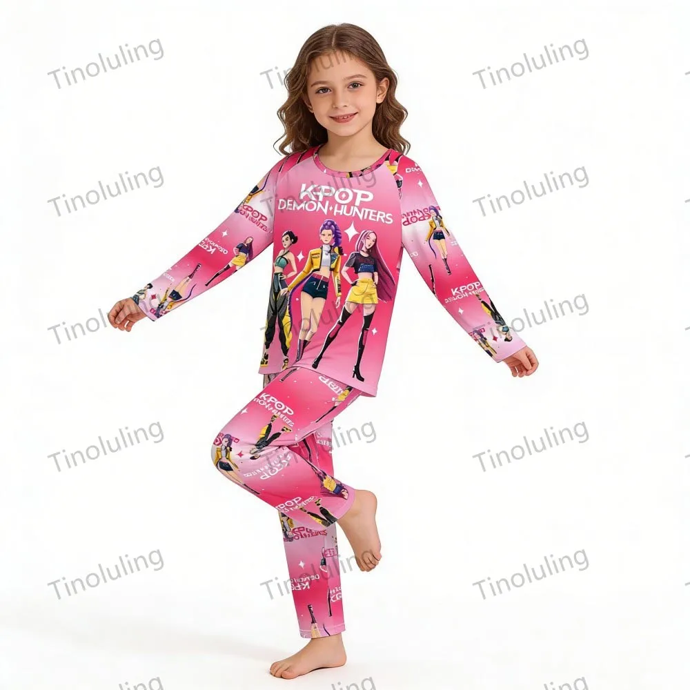 KPop Demon Hunters Huntrix Kids Pajamas Set Long Sleeve Girls Clothing 2pcs Children's Sleepwear Cartoon Boys Nightwear 3-14Y S7481ab635c644fbdb2468bf67a802e58t