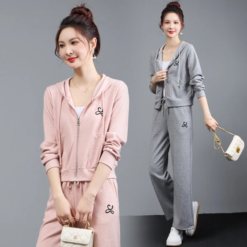 Leisure sports suit for women 2024 Spring Autumn collection, new women's clothing, fashionable and western-style morning run, hood_voghion.com