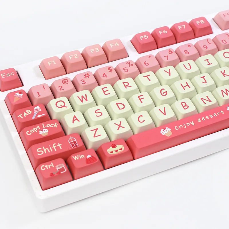 

135 PBT Key Caps Set XDA Profile For Mechanical Keyboard Dye Sublimation Cute Cream Strawberry Graffiti Custom Backlit Keycaps