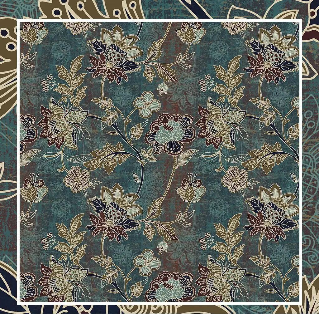 personalizado retro flores 3d mural papel de 03