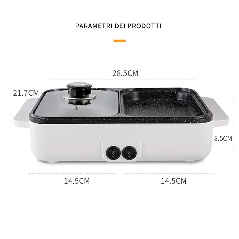 110V/220V 1200W 2 IN 1 Electric Hot Pot Cooker BBQ Grill Multicooker Electric BBQ Grill Non Stick Plate Barbecue Pan Cooking Pot 3