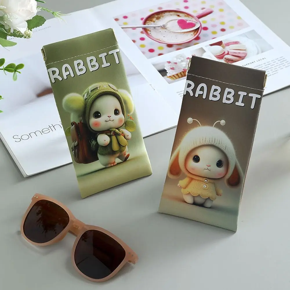 

Rabbit Self-closing Glasses Bag PU Leather Letter Rabbit Lipstick Bag Cartoon Animal Coin Purse Cartoon Mini Coin Purse Outdoor