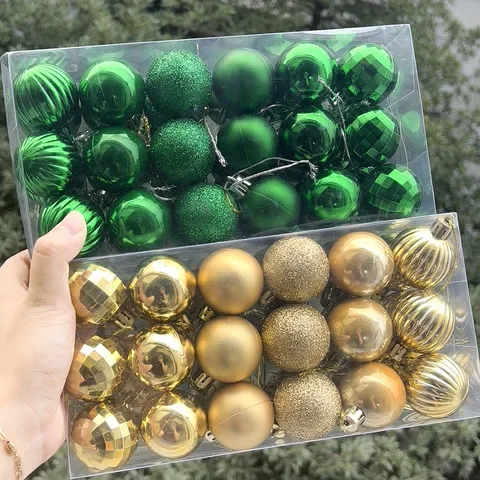 

36pcs/box 4CM Glitter Christmas Balls Christmas Tree Decoration Balls Gold Silver Green Red Blue New Year Xmas Ball Decor