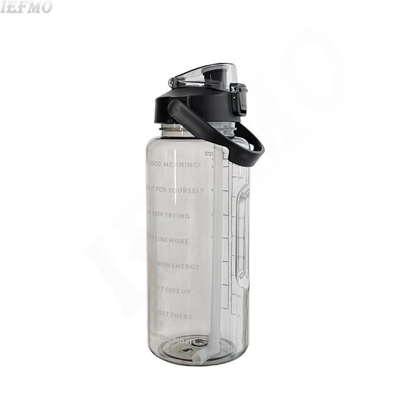 Large Tritan Water Bottle with Time Marker - BPA-Free, Leakproof Design for Gym and Outdoor Activities