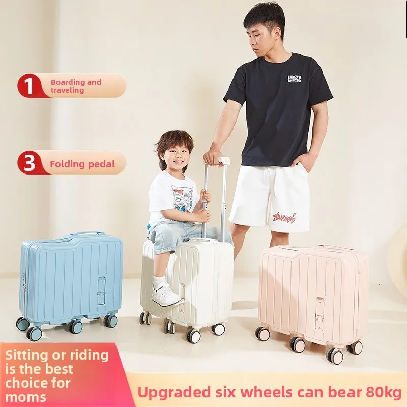 Luggage Children Can Sit Trolley Case Travel Boarding Case Children's Travel Small Leather Case