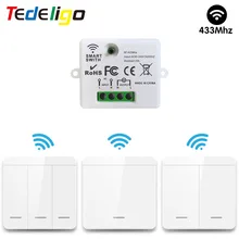 

220V Smart Light Switch Wireless Push Button Wall Switch Remote Control Home Lamp ONOFF Mini Relay Receiver Module Rf 433MHz 10A