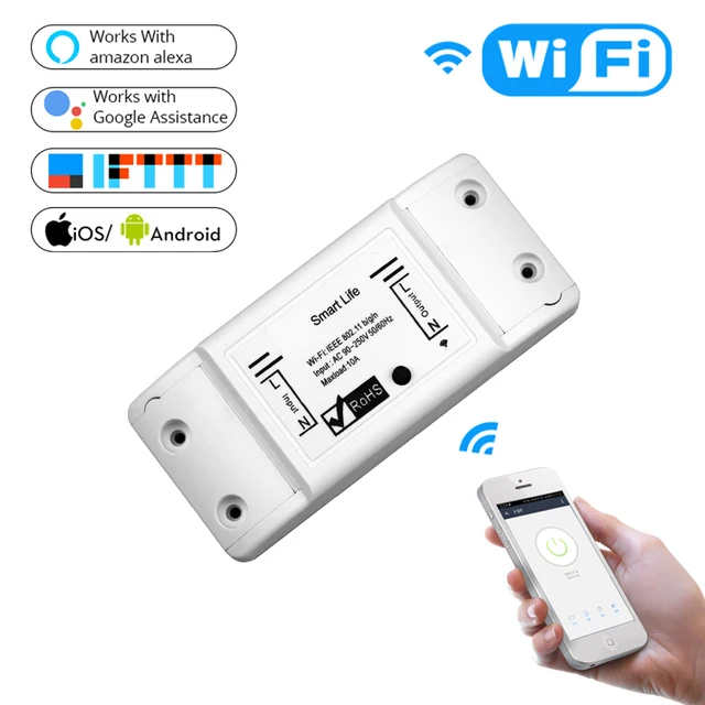 Mouehouse DIY Bluetooth Wi-Fi Smart Light Switch Timer Smart Life APP Wireless Remote Control Works with Alexa Google Home wifi swith