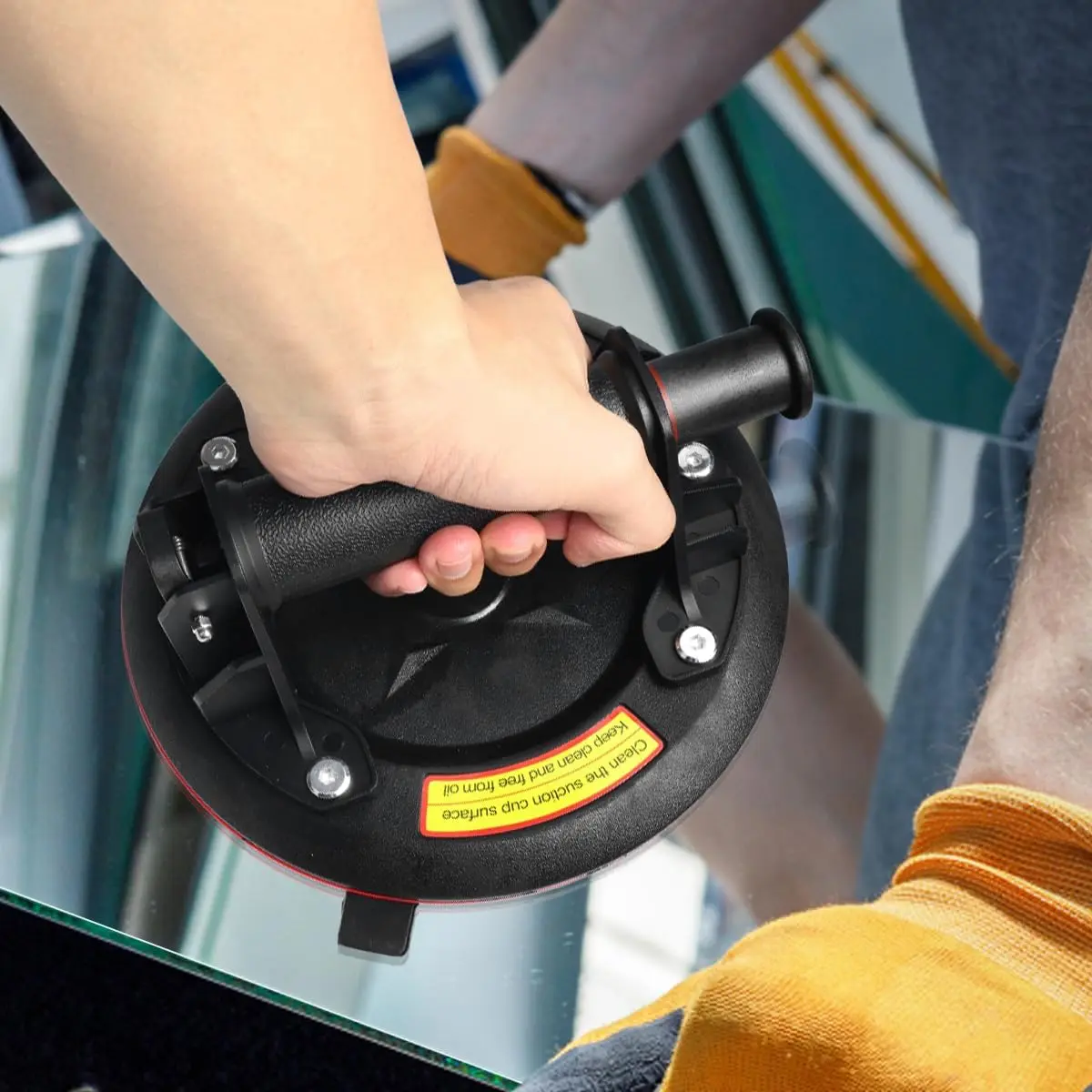 Vacuum Suction Cup 8 Inch 200kg with Pressure Gauge Plastic Handle Heavy Duty Lifter for Granite Tile Glass Manual Lifting