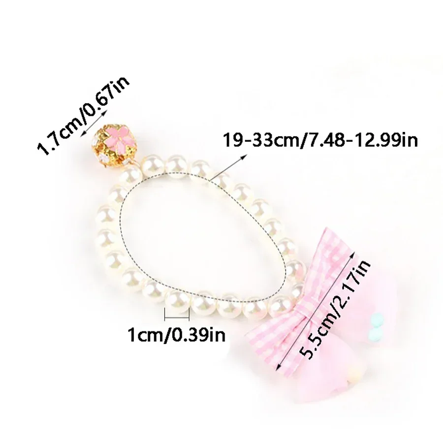 1pcs Pet Pearl Necklace Bow Elastic Collar Cat Jewelry Neck Ring Teddy Small and Medium sized Dog Neck Ring