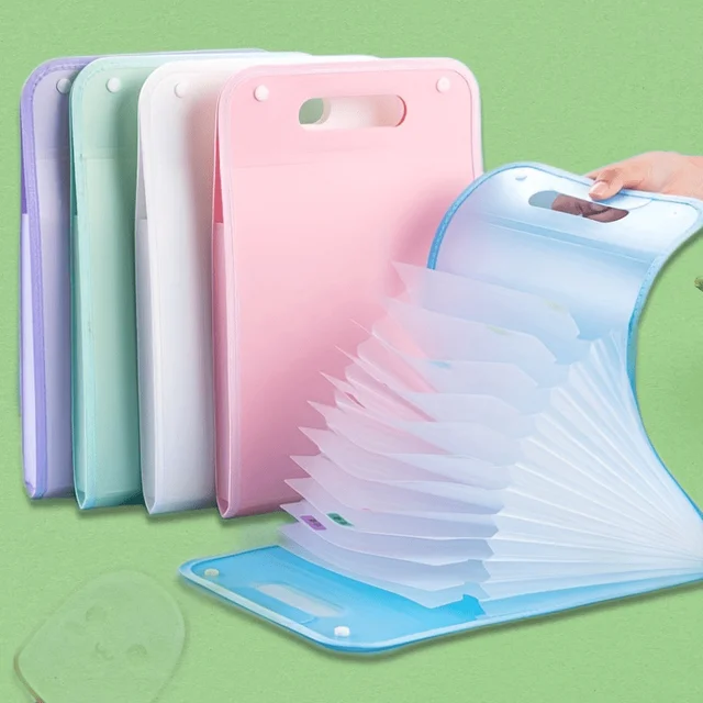1 A4 Macaron vertical binding file bag Student test paper storage bag 13 cell portable organ bag, office school supplies 1