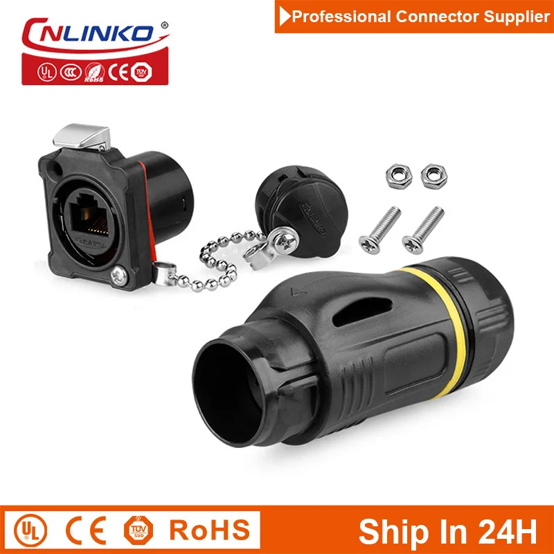 Cnlinko Bd24 Plástico M24 8pin Cat5e Aviação Rj45 Conector de Sinal Plug Receptáculo para Rede Ethernet Led Quadro de Avisos