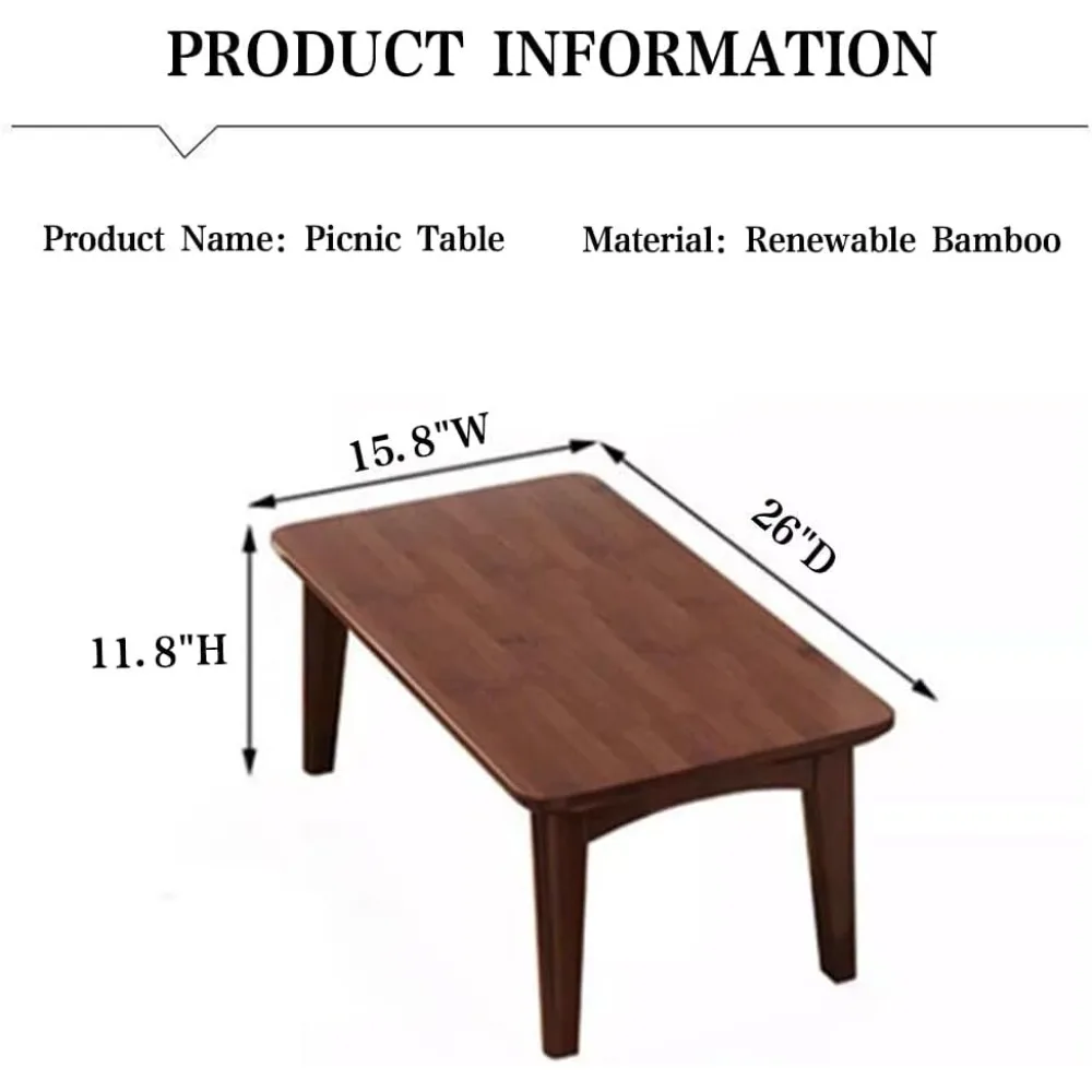 Foldable Bamboo Small Folding Coffee Table Bedside Computer Desk No Assembly Required Suitable, Café Tables 2