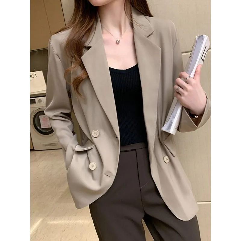 

UNXX Korean Fashion Black Blazer Women Classic Turn Down Collar Loose Suit Jacket Female Long Sleeve Pockets Outerwear Woman