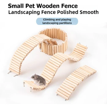Scala in legno Recinzione Gabbia per criceti Ornamento Criceto Cavia Nascondiglio Giocattolo Giocattolo Box per bambini Accessori per piccoli animali domestici Parco giochi