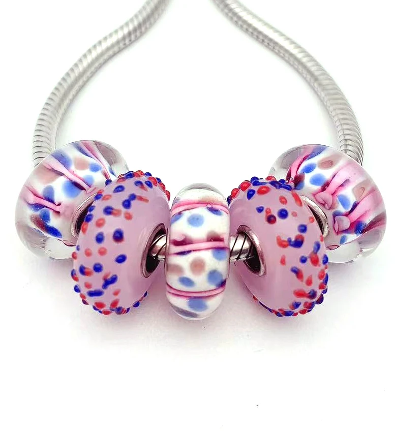 

YG968 5X 100% Authenticity S925 Sterling Silver Beads Murano Glassbeads NEW Fit European Charms Bracelet Diy Jewelry Lampwork