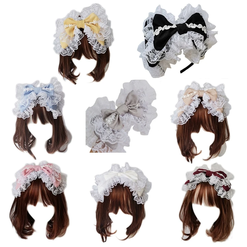 

Lovely Sweet Hairband Anime Maid Cosplay Headband Lace Bowknot Headwear