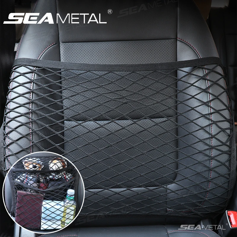 Black Polypropylene Car Seat Storage Net Organizer
