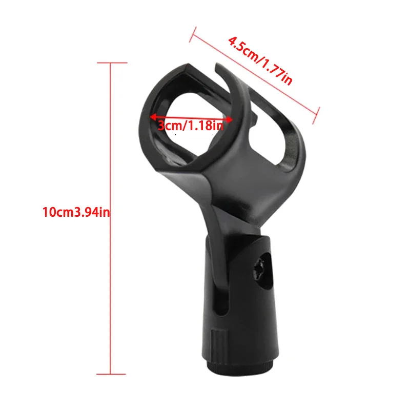 Black Plastic Universal Microphone Stand Clip Adjustable Mic Clamp
