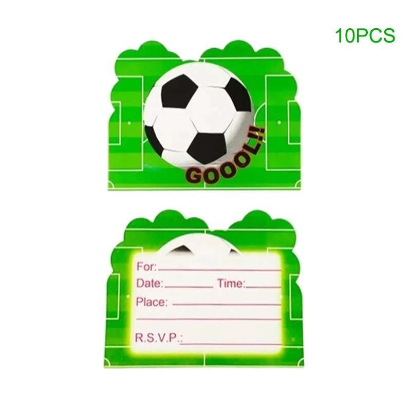 10pcs Green Football Invitation Card Event Party Wedding Greeting Card Boy Birthday Party Paper Thank You Accessories greeting cards thank you cards wedding invitations