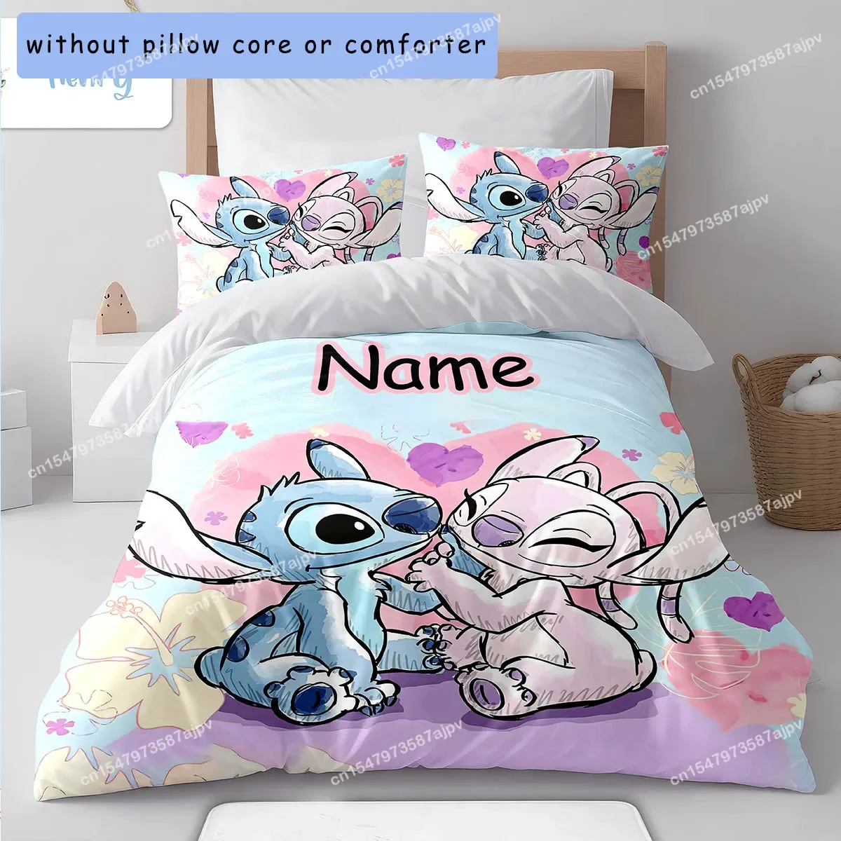 Personalized Duvet Custom Cute Stitch Angel Disney Bedding Set King Twin Double Child 3 Piece Polyester Duvet Cover Set-QIAN 5