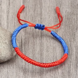 Handmade Tricolor Rope Bracelet in Green, White, and Red - Adjustable Size, Perfect Gift (Blue Red Blue)