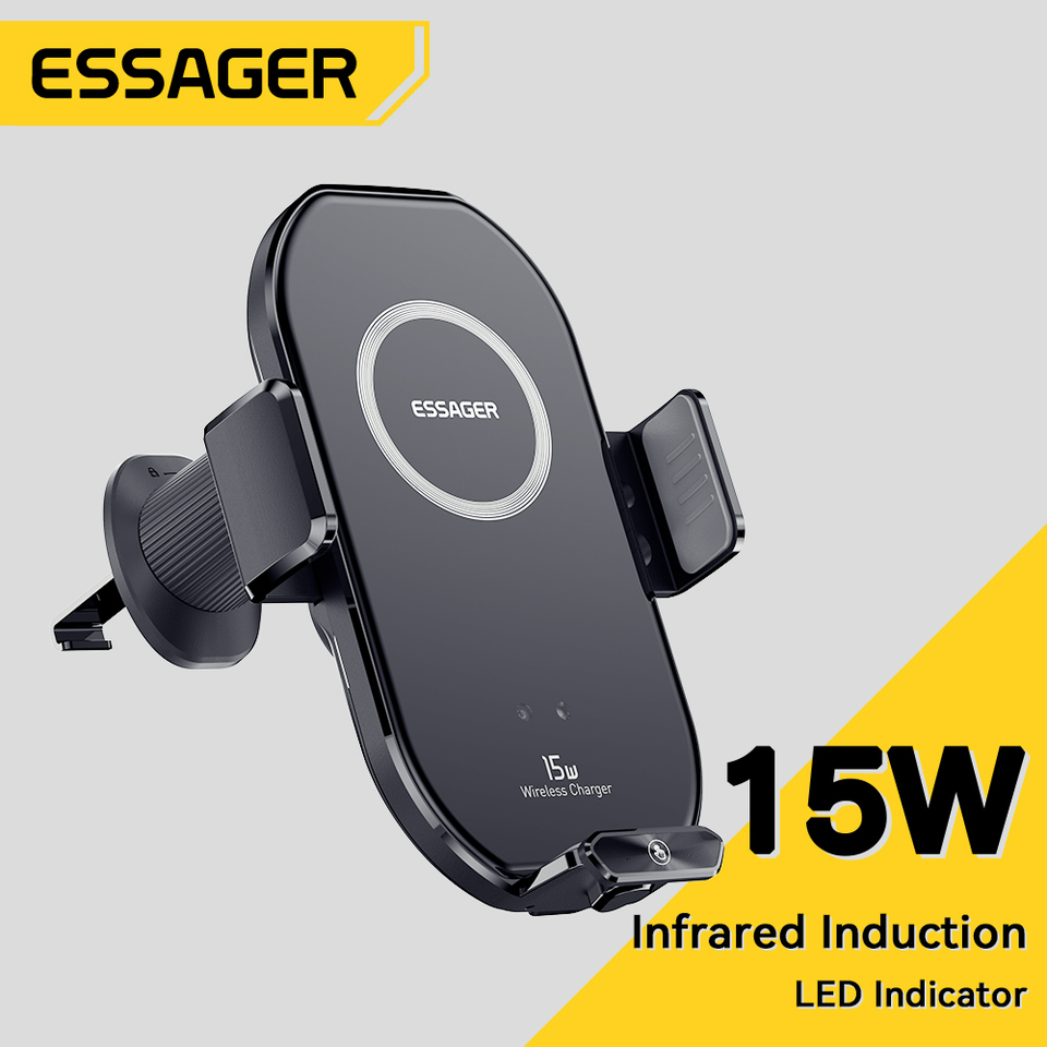 Essager Wireless Charger Car Phone Holder 15W Fast Charging Car Charger Aircon Vent Holder For iPhone 15 14 13 Pro Max Car Mount
