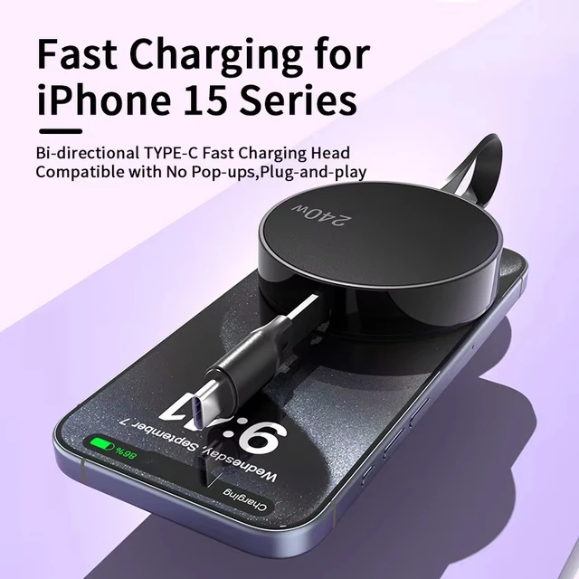 USB-C to USB-C 240W PD Retractable Fast Charging Cable 1M 5