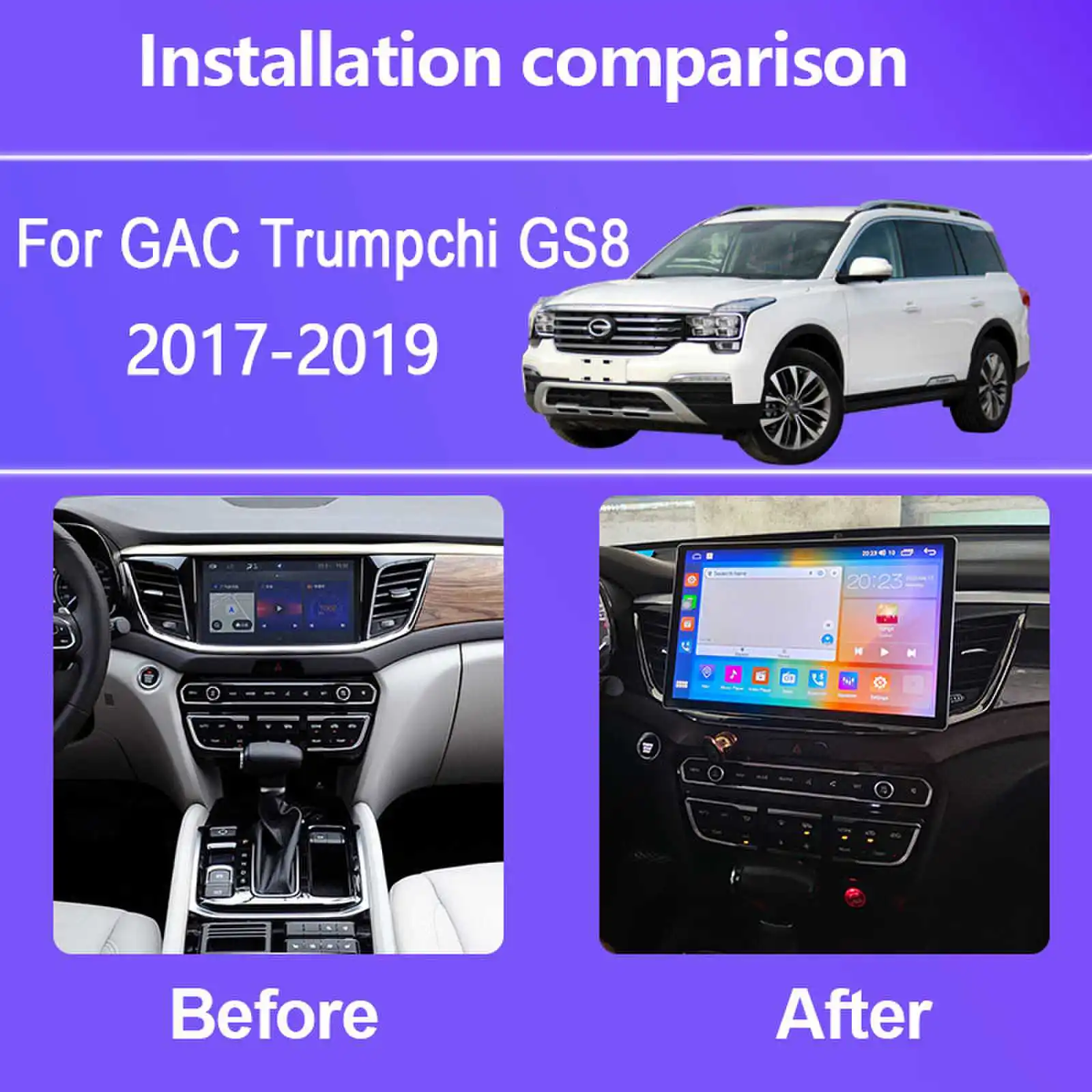 차량용 멀티미디어 플레이어 라디오, GAC Trumpchi GS8 2017-2019, 안드로이드 12.0, 옥타 코어, 8G + 256G, 1920*1200 해상도, 비디오 GPS, 13 인치