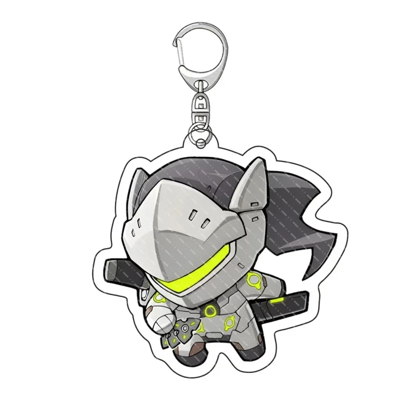 Acrylic Cartoon Anime Pendant Keychains Holder Car Key Chain Key Ring Phone Bag Hanging Jewelry Gifts Accessories Overwatch