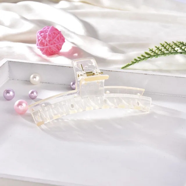 Women Girls Geometric Hair Claw Clamps Metal Hair Crab Moon Shape Hair Claw Clip Solid Color Hairpin Large Size Hair Accessories AM981
