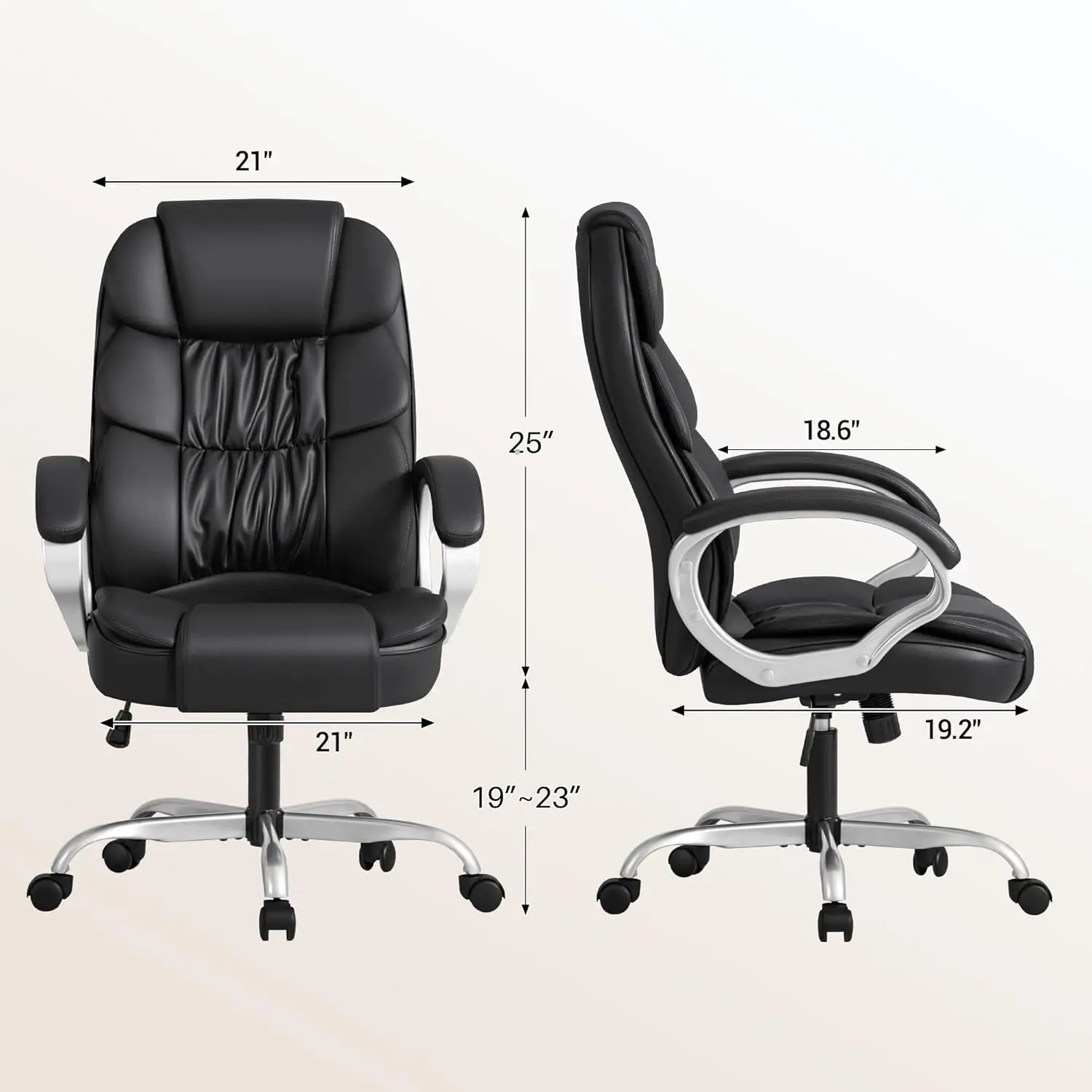 Office Chair High Back Computer Desk Chair, PU Leather Adjustable Height Modern Executive Swivel Task Chair with Padded Armrests