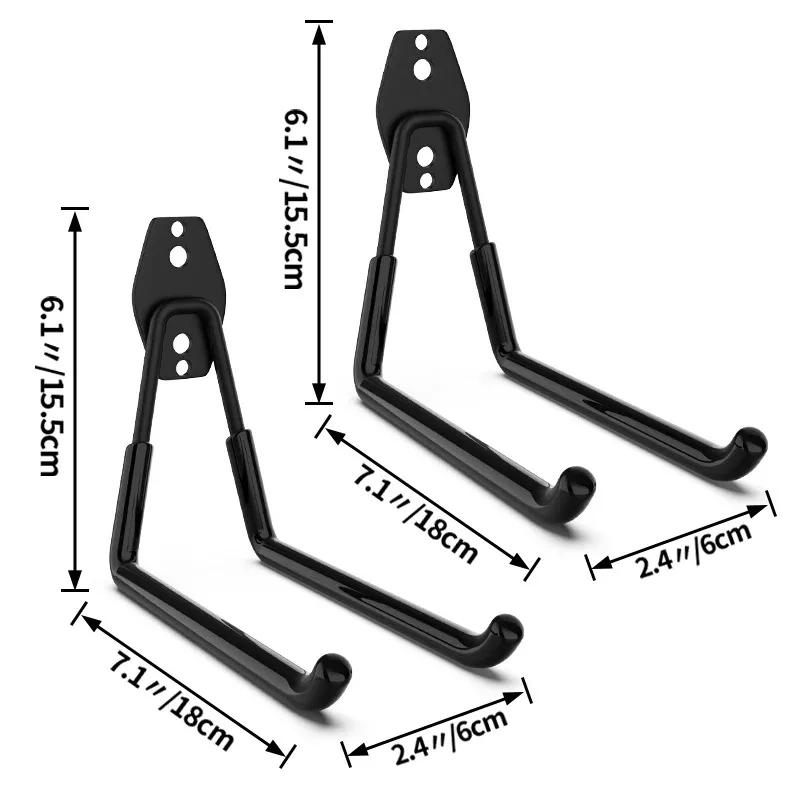 Heavy-Duty Wall-Mounted Non-Slip Metal Hook Set for Garage and Garden Tool Storage