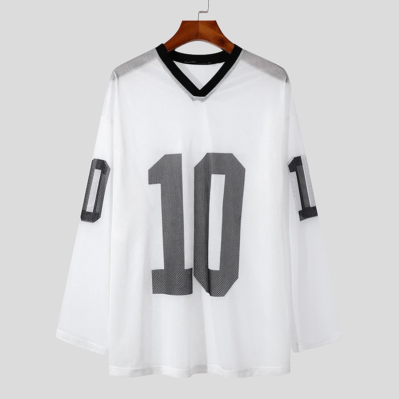 thumbnail image 1 of INCERUN Tops 2024 estilo coreano moda hombres malla transpirable impresión digital camisetas casuales masculinos cuello en V manga larga camiseta S-5XL, 1 of 5