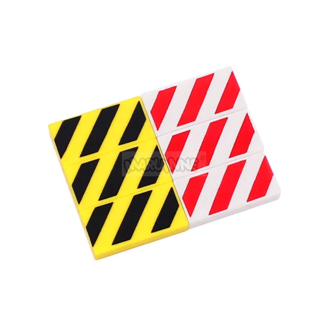 Marumine MOC Bricks 3069 bpb0436 Tile 1x2 with Groove Danger Stripes Pattern Assemble Building Blocks City Kit Construction Set 2