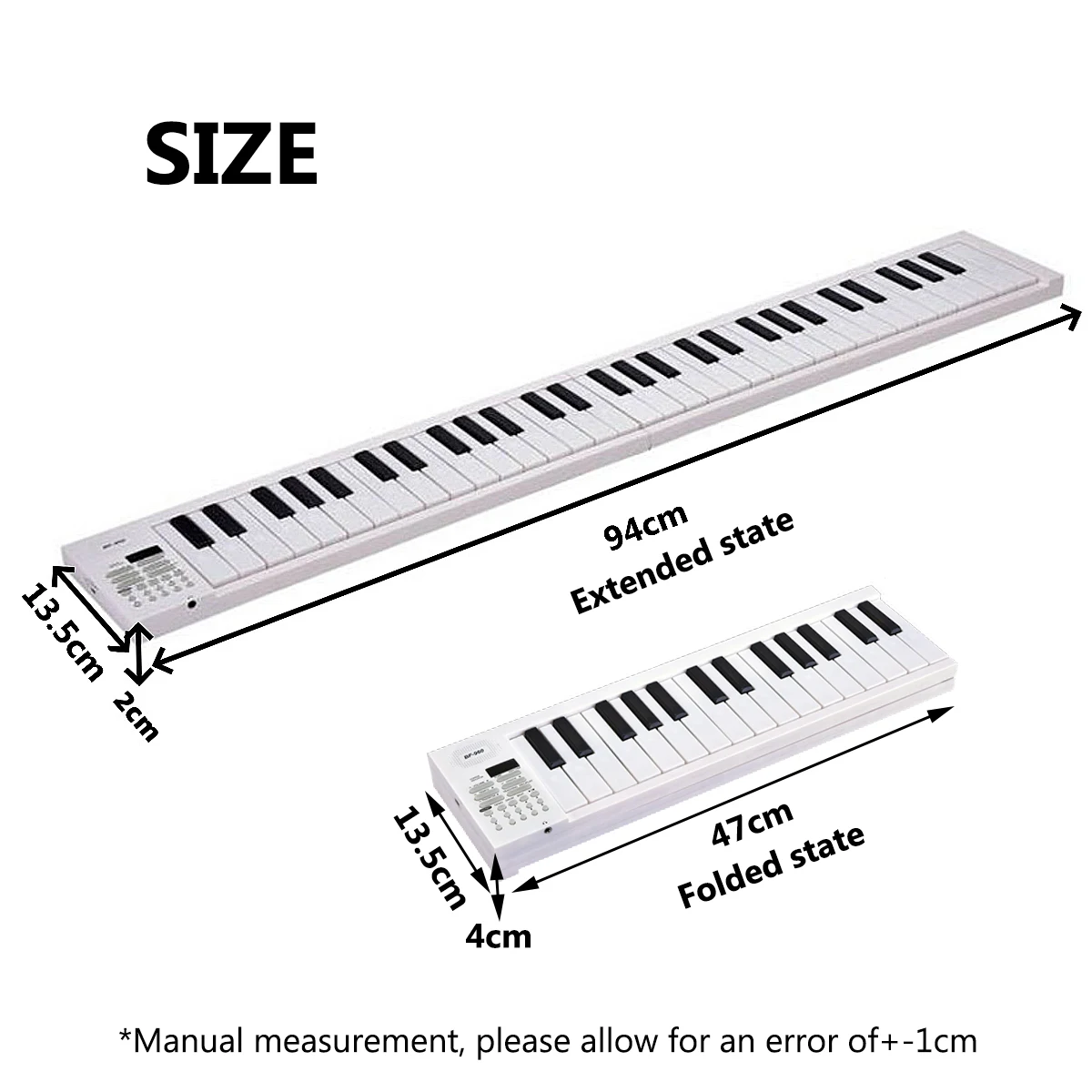 Miwayer 61-Key Portable Folding Electronic Piano Keyboard LED Display 16 Tones&100 Rhythms Built-in Battery Teaching Mode