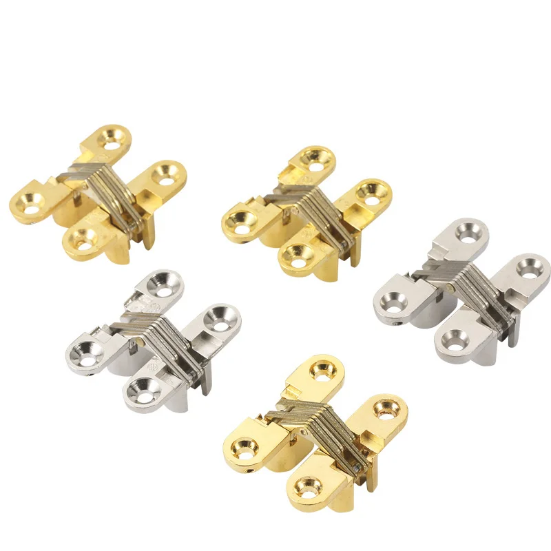 2Pcs 12x43MM Invisible Hinges Silent Close Cross Hinge Hidden Concealed Cabinet Cupboard Door Wooden Boxes For Folding Furniture stainless steel hinges,door hinges