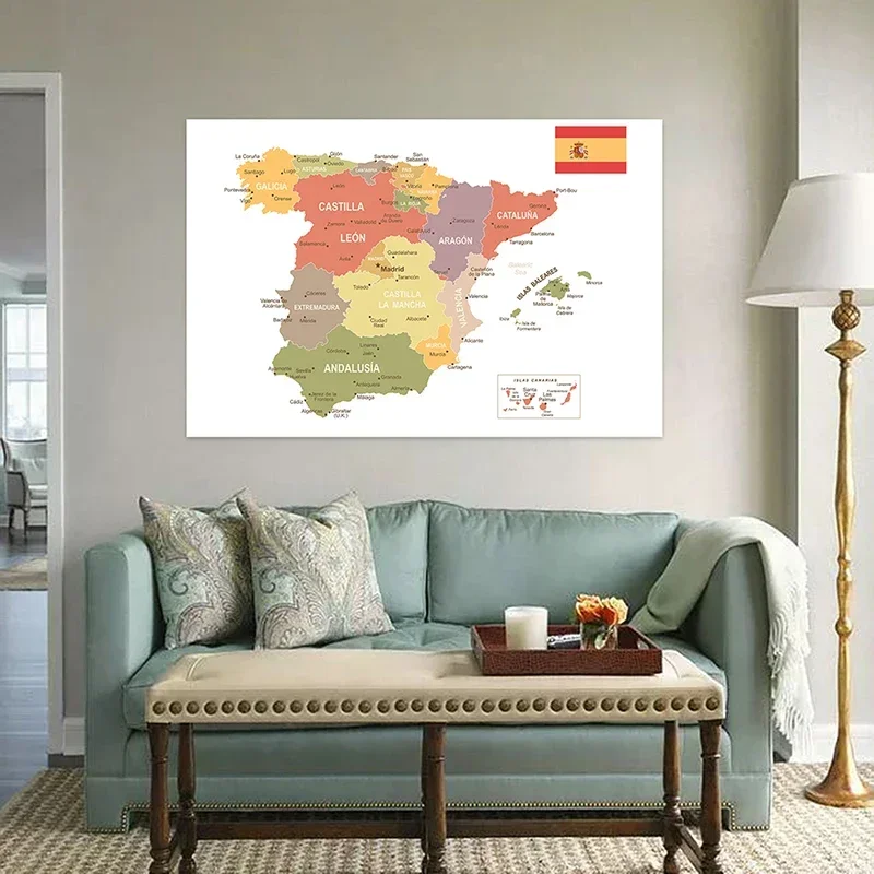 Spray Spain Map in Spanish 100*70cm Prints Wall Poster Picture Home Decoration Children Travel School Supplies Mapa de Espa&ntilde;a