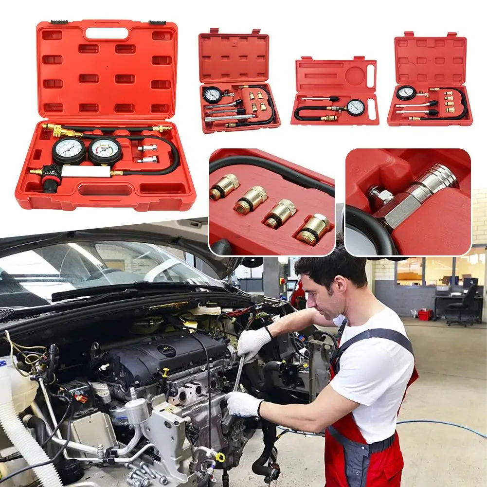 

Car Tester Cylinder Leak Petrol Engine Compression Leakage Gauges Kit Test Diagnostic Tool Accessories Automotive V2P2