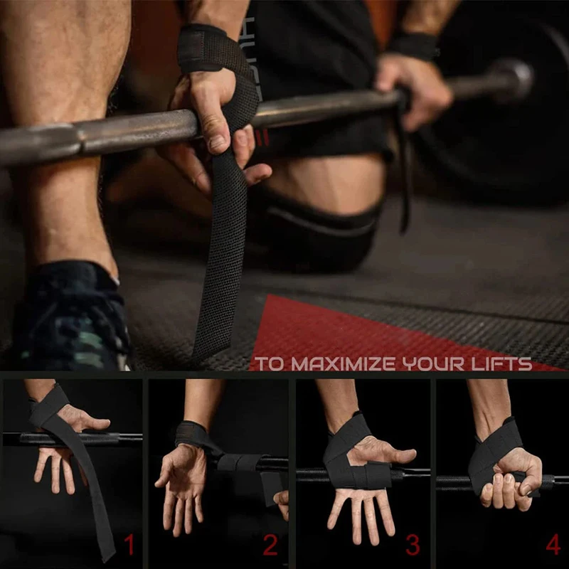 Adjustable Non-Slip Weightlifting Wrist Support Straps for Strength Training and Fitness