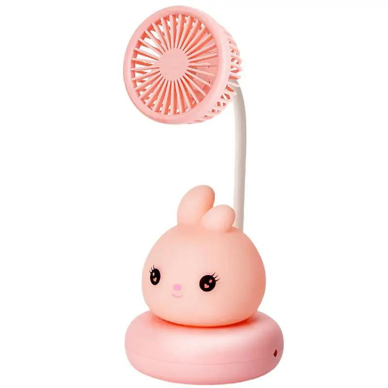 

Desk Fan With Night Light Mini USB Rechargeable Cooler Fan In Cartoon Children Cooling Appliance For Dormitory Library Fast