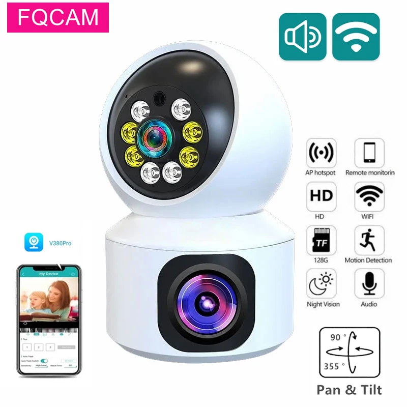 V380 Pro Dual Lens Telecamera Wireless Per Interni Visione Notturna A Infrarossi Auto Tracking 4Mp Wireless Indoor Wifi Mini Camera