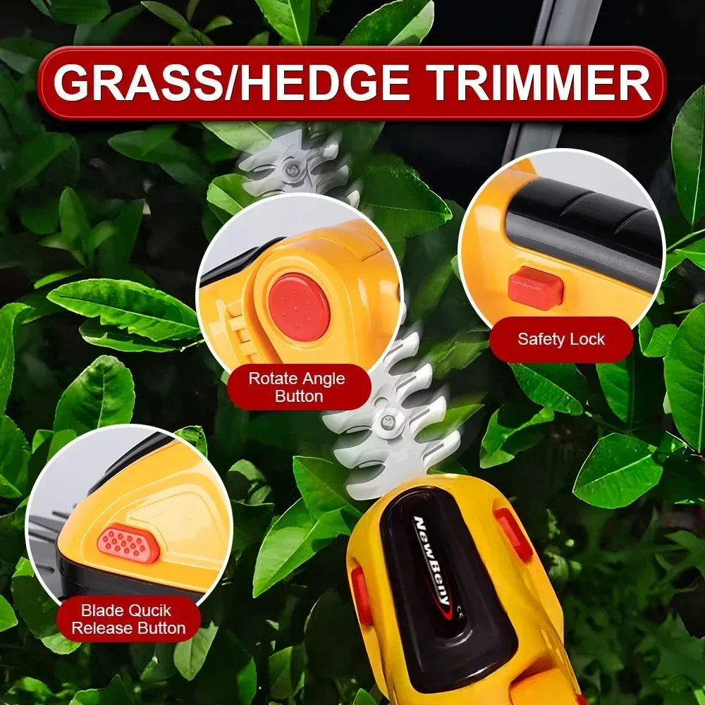 2 IN 1 Cordless Electric Hedge Trimmer 20000RPM Rechargeable Handheld Household Shrub Weeding Pruning Mower Garden Tools 4