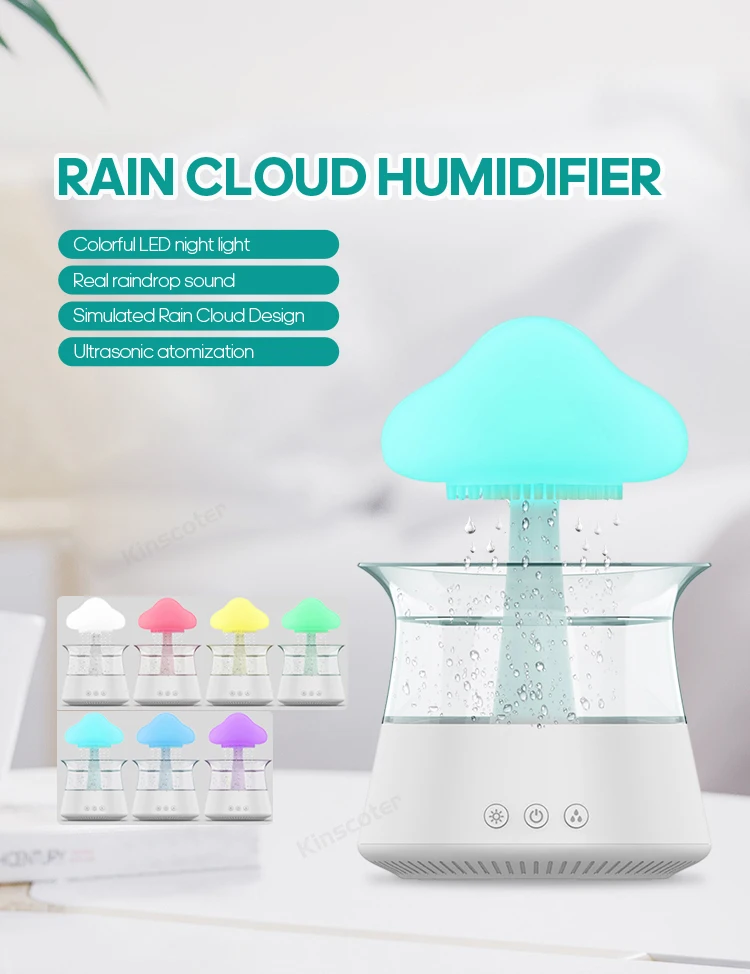 Cloud Raindrop Humidifier Colorful Mushroom Rain Forest Aromatherapy  Machine Home Landscape LED Desktop Table Lamp - China Rainy Air Humidifier  and Aroma Diffuser with Oils price