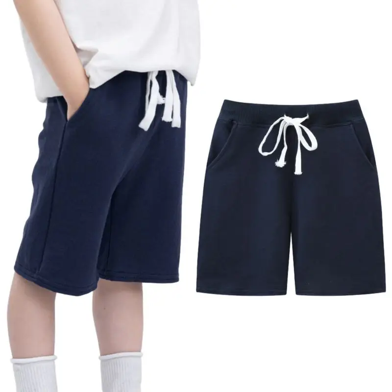Spring Boys Shorts Kids Trousers Solid Color Casual Children Beach Loose Casual Short Pants Comfortable Cotton Pants 4-6Years
