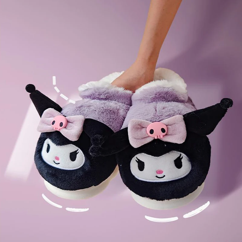 

New Kawaii Sanrios Hellokittys Kuromi Mymelody Cinnamoroll Plush Cotton Shoes Winter Cold Prevention Cute Gift Toys For Girls