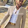2 Pieces Beige Suit for Men Slim Fit Wedding Groom Tuxedo Groomsmen Suits Male Fashion Smoking Costume Homme Blazer with Pants 2