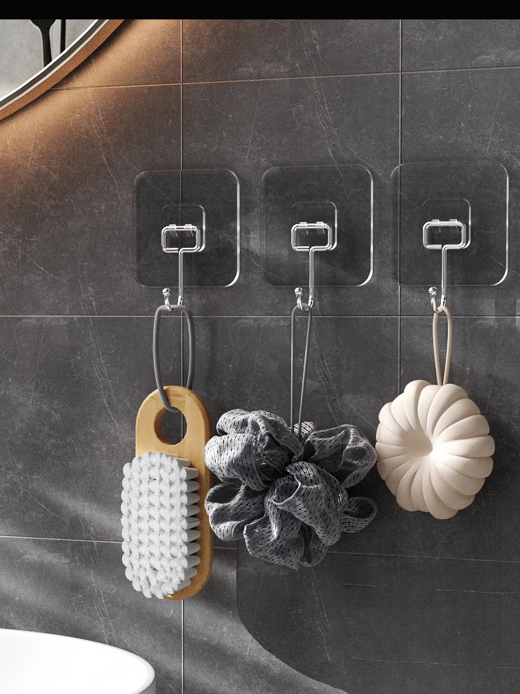 Self adhesive hooks 20 Pcs Big Size Hook PVC Stainless Steel Transparent Multi-Purpose Wall Holder Door Rack Kitchen Storage Organizer