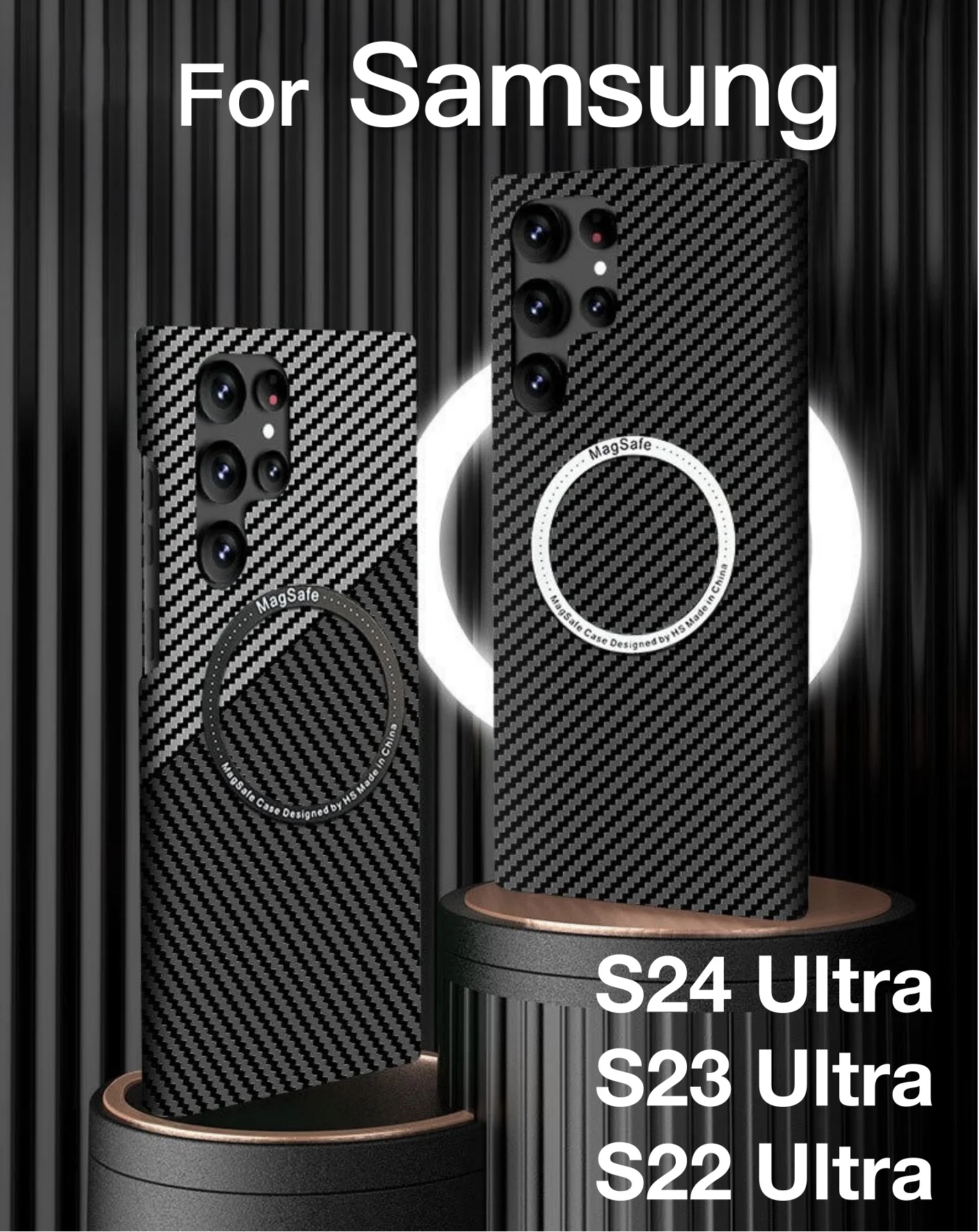 

For Samsung Galaxy S24 S23 S21 S22 Ultra Plus Case Carbon Fiber Wireless Charging Soft For Magsafe Case Matte Shockproof Cover