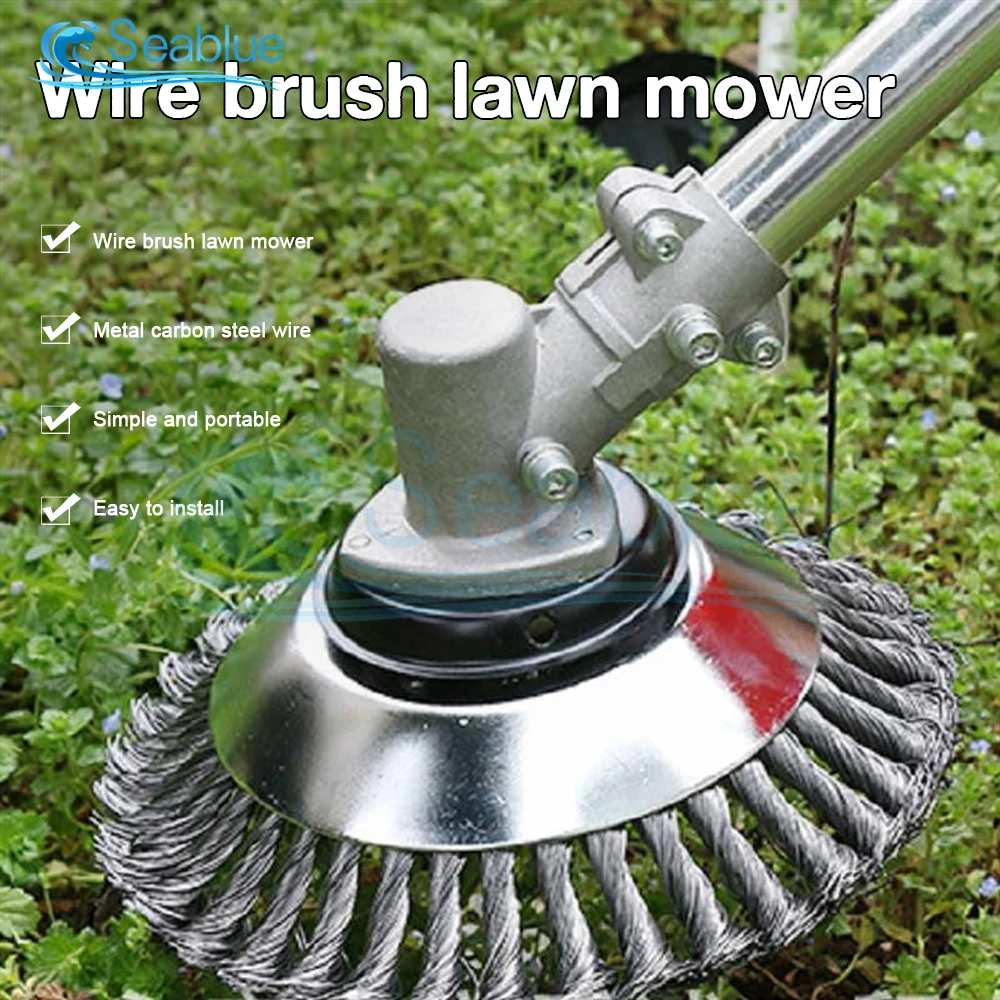 15/20cm Steel Wire Wheel Garden Weed Brush Lawn Mower Grass Eater